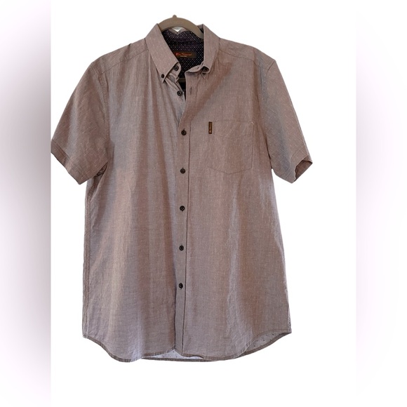 Ben Sherman Men's Chambray Patterned Button Front Shirt, size L - Picture 1 of 4